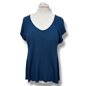 Anthropologie Saturday Sunday Women’s Medium Blue Short Sleeve Flare Shirt